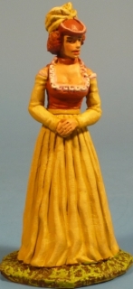 Lady im langen Kleid mit Ausschnitt