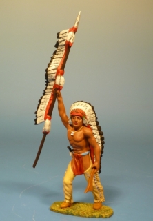 Indianer stehend mit Federlanze