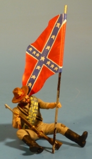 Konf�derierten Soldat sitzend mit Fahne (f�r Kanone)