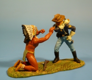 Kavallerist erschlgt einen Indianer mit dem Sbel 