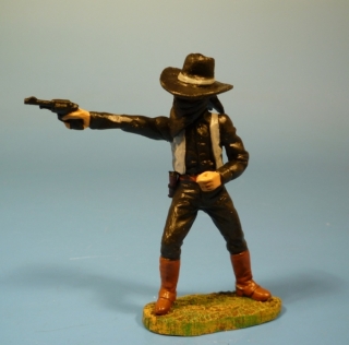 Bandit mit Revolver nach rechts schie�end