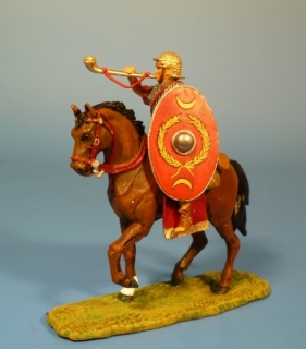 Rmischer Legionr zu Pferd mit Trompete und Schild (Legionskavallerie) 