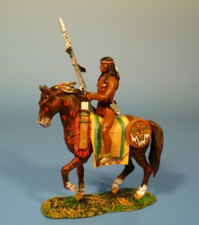 Indianer zu Pferd rechts Speer haltend
