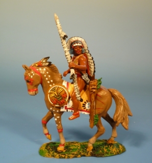 Indianer zu Pferd links Speer haltend