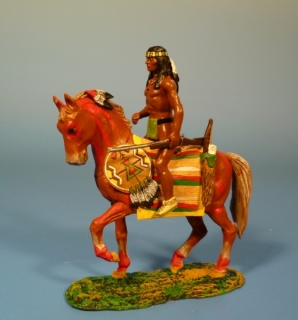 Indianer zu Pferd links Gewehr haltend