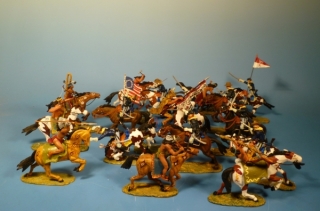 7US Kavallerie mit Indianern zu Pferd im Kampf um Leben und Tod