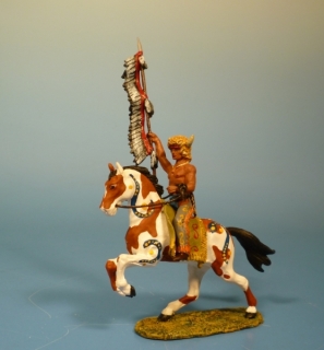 Indianer zu Pferd mit Federlanze