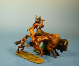 Indianer springt auf Bffel, bei der Jagd