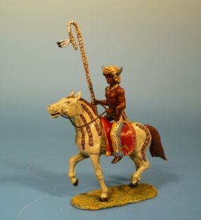 Indianer zu Pferd mit Skalpstange