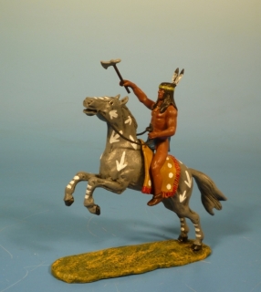 Indianer zu Pferd mit Tomahawk
