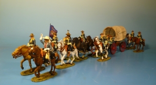 General Custer mit Kavalleristen und einen Planwagen (Blech) auf dem Weg zur Schlacht am Little Big Horn