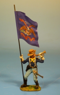 7US Kavallerist mit Fahne und Trompete