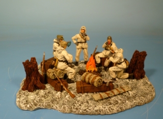Diorama Heeres Soldaten in Winterkleidung bei der Gefechtspause