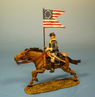 7US Kavallerist  zu Pferd mit Fahne