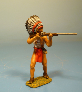 Indianer stehend mit Gewehr schieend