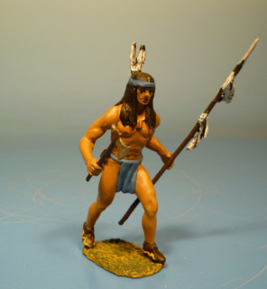 Indianer mit Tomahawk und Speer
