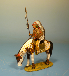 Indianer zu Pferd mit Speer und Schild