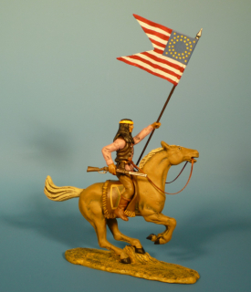 Apache zu Pferd mit erbeuteter US Fahne